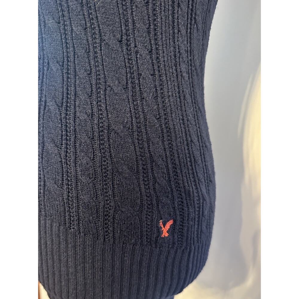 American Eagle Outfitters Women's Medium Cable Knit V-Neck Sweater Y2K Vintage - Picture 4 of 8